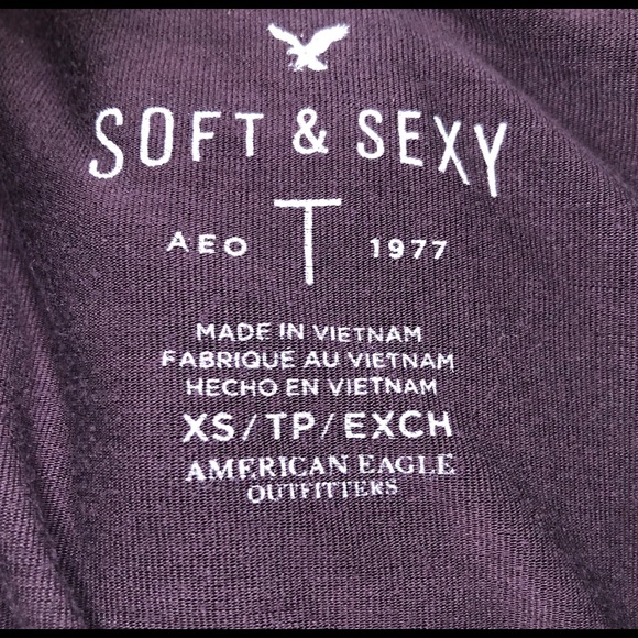 Raglan Long Sleeve Tee - AE Soft & Sexy - Plum - Picture 3 of 3